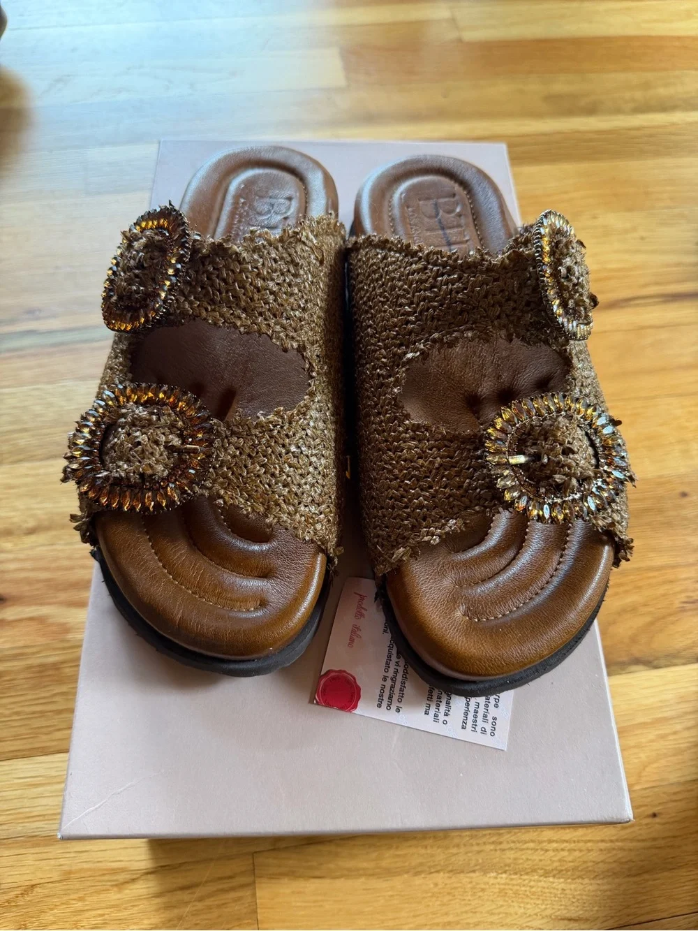 BTB Los Angeles Tulum Crystal Slide Sandals